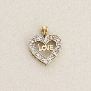 Pendant Only 10k Yellow Gold Diamond Love Heart Pendant